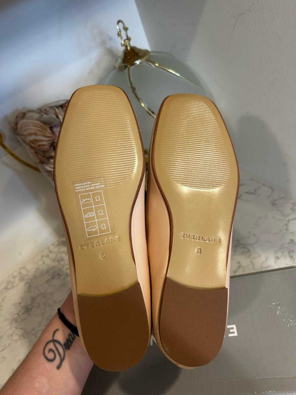 NWT Everlane The Day Ballet Flat Pale Pink Soft Leather Shoes Size 8 - Picture 6 of 7